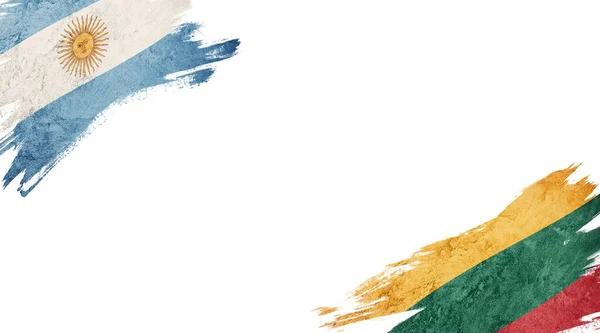 Bandeiras da Argentina e Lituânia em fundo branco — Fotografia de Stock